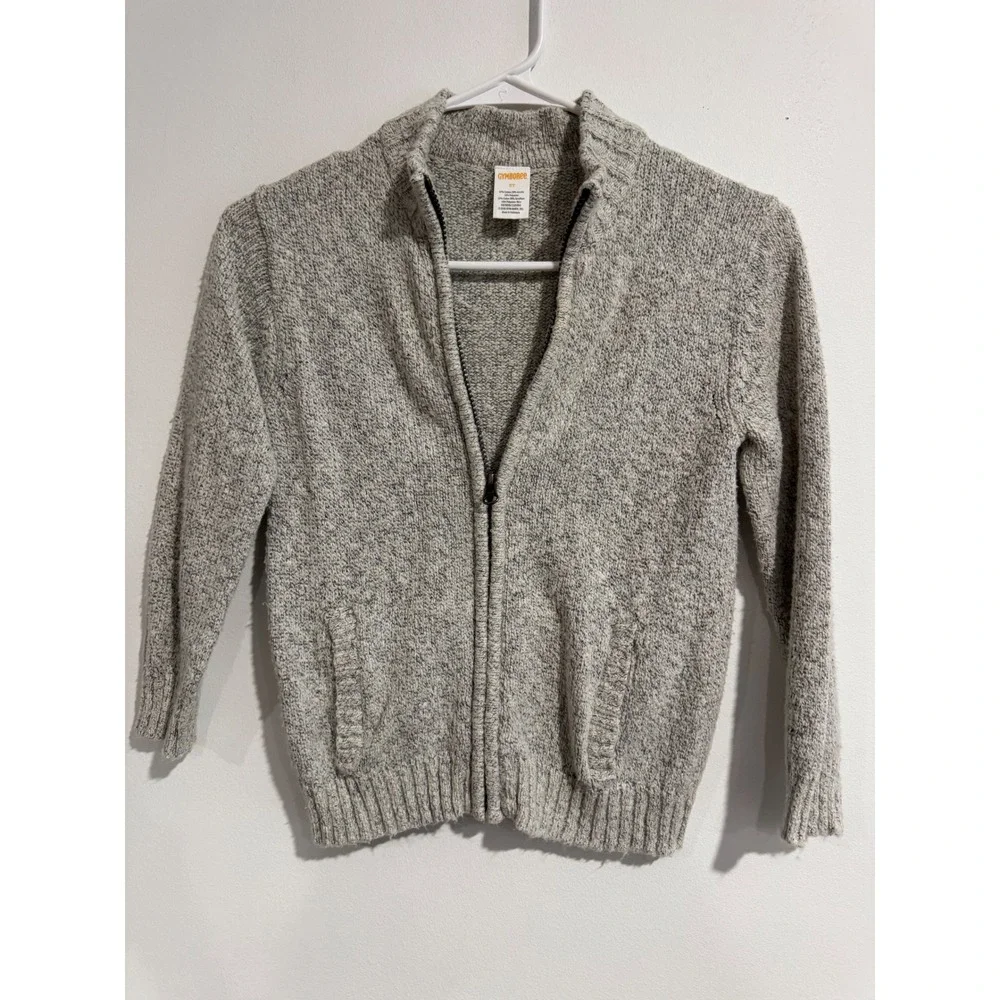 Gymboree Marled Zip-Up Cardigan Sweater Boys 5T Grey Full Zip‎ Knit Pocket